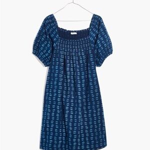 Madewell Puff Sleeve Indigo Textured Top